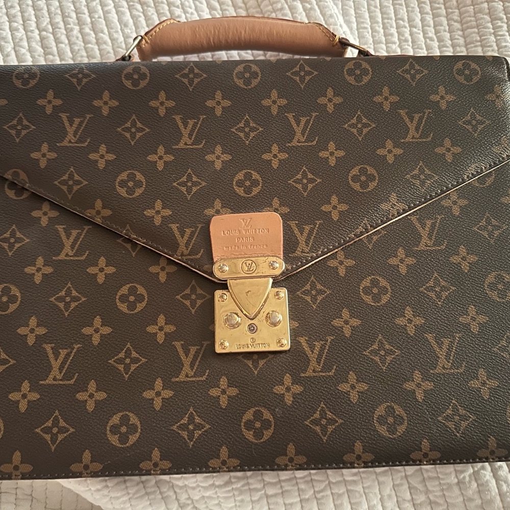Louis Vuitton Brown Monogram Briefcase with Vachetta Leather